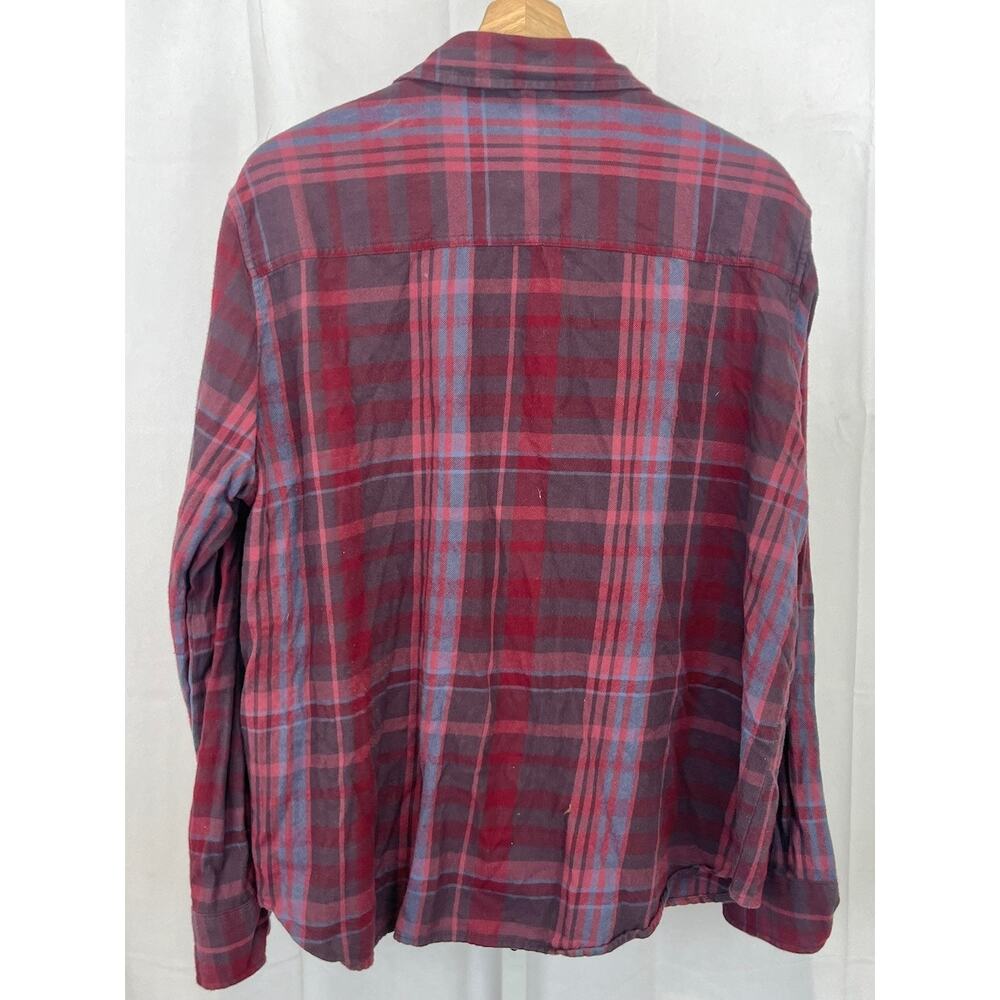 PACT Plaid Flannel Button Front Shirt Long Sleeve Organic Cotton Purple Red XL - Picture 2 of 10